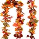 Lvydec 4 Pack Fall Maple Garland - 5.9ft/Strand Artificial Fall Foliage Garland Realistic Maple Leaves Autumn Decor for Home Wedding Halloween Thanksgiving Party (Mixed Color)