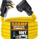 Tellegloww 10FT NEMA 650P to 1450R EV Charger Adapter Extension Cord 50 Amp Welder to 50 Amp EV for Level 2 Charging, 3 Prong Male to 4 Prong Female Power Cord with Handle, STW 8 AWG/3C, ETL Listed