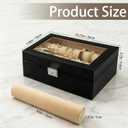 Bracelet Display Holder with Rods, Leather Jewelry Organizer Box with Transparent Lid, Bangles Watches Storage Display Case for Necklaces, Earrings, Rings, Women, Black - 10.2 x 7 x 3.7 Inch