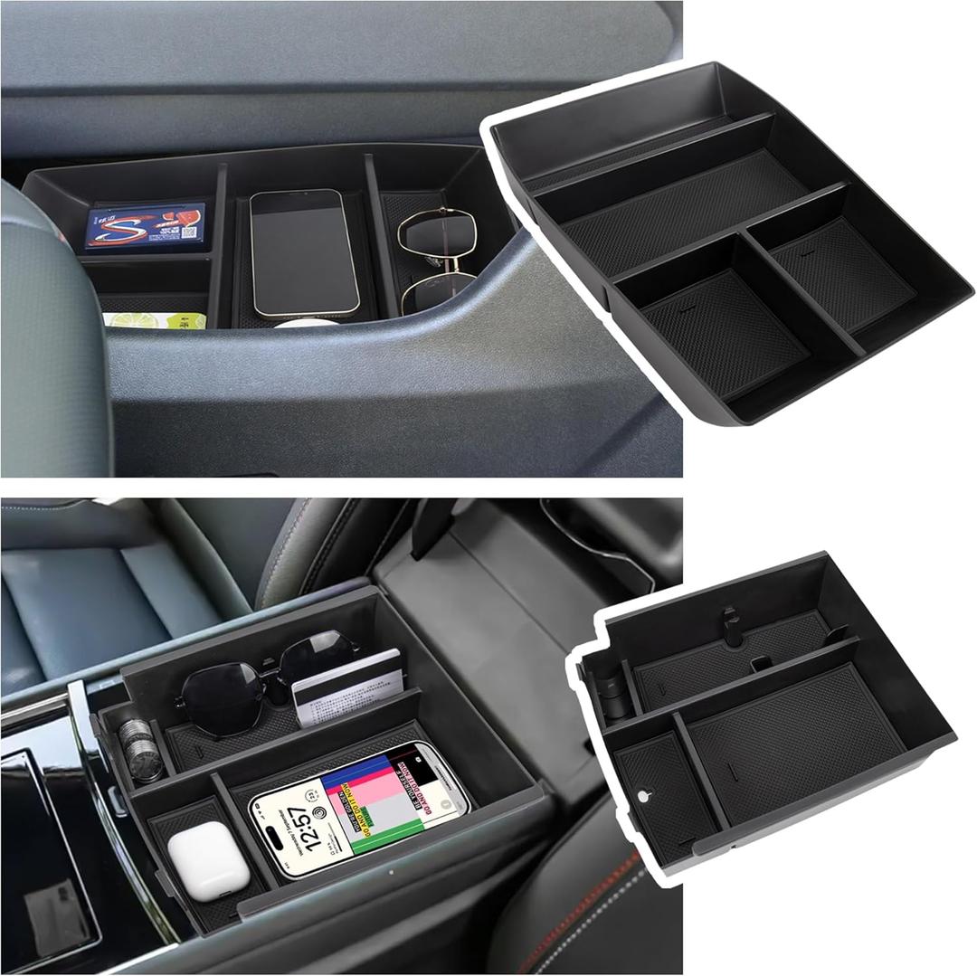 Center Console Organizer Compatible with 2024-2025 Chevy Traverse Accessories, 2PCS Armrest Storage Tray and Armrest Bottom Tray Storage Box for Sunglasses