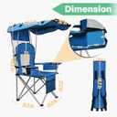 BDL Camping Chair with Canopy Shade Portable Foldable Canopy Chair with Cooler, Mesh Backrest, Cup Holder, and Pocket for Camping, Fishing, Beach, and Sports,Sky-Blue, 34.5 x 30 x 49.6 inches