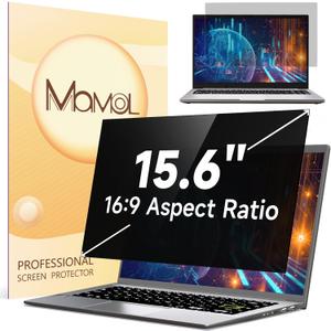 Mamol 15.6 Inch Laptop Privacy Screen Filter for 16:9 Widescreen Display, Eye Protection Anti Glare & Blue Light Filter, Privacy Screen Protector for 15.6" Laptop
