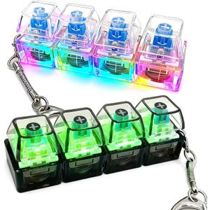 Keyboard Fidget Toy, Keyboard Clicker with LED Light, Keyboard Fidget Keychain, Keyboard Button Finger Clicker for Anxiety Relief (Style-2)