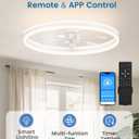 VOLISUN Low Profile Ceiling Fans with Lights and Remote, 24in Flush Mount Ceiling Fans with Light, 3000K-6500K Dimmable Fandelier LED Fan Light, White Bladeless Ceiling Fans with Lights for Bedroom