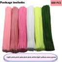 600 Pcs Thick Craft Pipe Cleaners Bulk 6 Assorted Colors,12 Inch Chenille Stem Pipecleaner Kit for Craft Animals, Flowers Making,Creative DIY Decorations (Pink Flower Color)