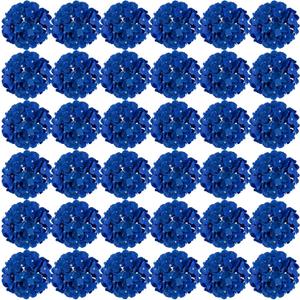 FagusHome Silk Hydrangea Heads 36 Pcs Artificial Flowers Heads and 3 Dozens Stems Fake Hydrangea Flowers with Stems for Home Wedding Decor (Dark Blue)