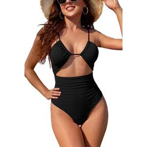 SHEKINI Cut Out Women One Piece Swimsuit Tummy Control One Piece Bathing Suit Sexy High Cut 1 Piece Swimsuit, XL
