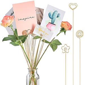 Sunnyray 30 Pieces Metal Wire Floral Picks Wire Place Card Holder Stand 13 Inch Table Name Number Picture Clips Menu Note Memo Holder for Wedding Birthday Party