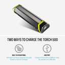 Goal Zero 500 Lumen Torch Light, Multi-Use Weatherproof LED Flashlight and Solar Lantern Portable Rechargeable Spotlight and Floodlight with Built-In Solar Panel