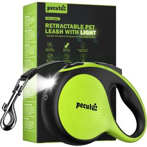 Retractable Dog Leash for Large Dog with Light Rechargeable, 16ft Heavy Duty Retractable Pet Leash with One-Button Control, Anti-Twist Protection, Reflective Leash for Large Dogs Up to 110 lbs