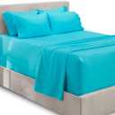 Hearth & Harbor Extra Deep Pocket King Size Sets - Fits Mattress 18-24 Inches Deep - Extra Deep Pocket Sheets - 6 Piece King Size - Beach Blue