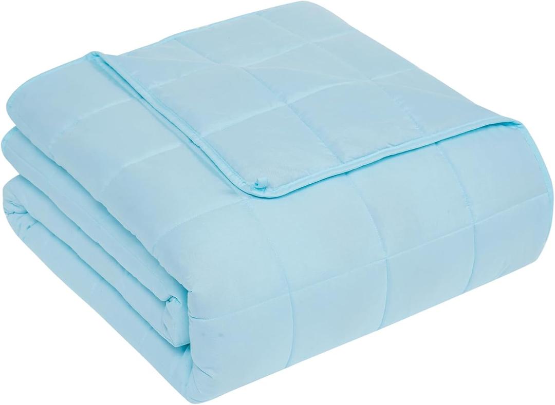 CuteKing Weighted Blanket for Adults: Weighted Blanket with Premium Glass Beads - Breathable Heavy Blanket for Comfort Sleep - Thick Blanket for Adult All Season (15lbs, 48"x72", Light Blue)