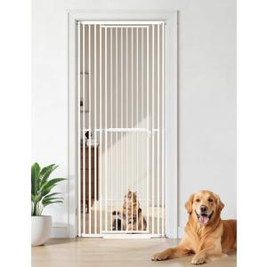Extra Tall Cat Gate 47.2"-86.6", Pressure Mounted Pet Gate for Doorways, Walk Through with Door, Narrow Bar Spacing 1.38", No Drill Indoor Safety Gate for Cats & Dogs