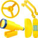 5 Pack Kids Playground Accessories Set Swingset Steering Wheel Plastic Telescope Safety Handles Telephone Toy for Outdoor Playhouse Playset (Color Set 4)