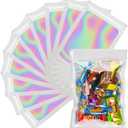 100 Pcs Holographic Bags Purple Resealable Bags with Clear Window Mylar Bags for Food Storage Packaging for Small Business(5.58Inch)