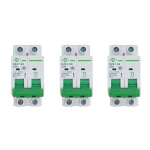 Miniature Circuit Breaker - 3 Pcs 110V/240V MCB DZ47-63 Mini Home Circuit Breaker 2 Pole 20A, AC Solar MCB
