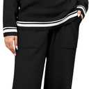 Fleece Pajamas Sets for Women - Warm Winter Cozy Fuzzy Lounge Sets Soft Comfy Long Sleeve 2 Peices Pj Sleepwear (Medium, Black)