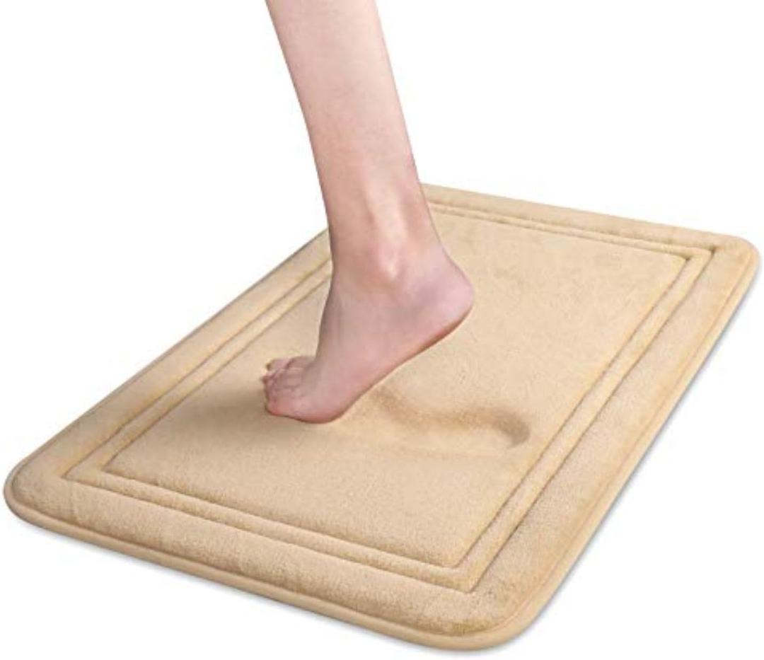 ITSOFT Memory Foam Bath Mat 59x23, Non Slip, Machine Washable, Quick Dry & Absorbent Rugs, Bath Mats for Bathroom Floor, Tub & Shower, Bathroom Rug, Beige