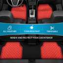 BDK Metallic Chrome Car Floor Mats All-Weather Universal Fit Automotive Floor Mats for Cars SUVs, Floor Mats for Trucks, Car Mats Full Set Front & Rear, Non-Slip Backing - Red