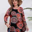 BELAROI Plus Size Tops for Women Fall Tunic Tops to Wear with Leggings 3/4 Sleeve Casual Swing Loose T Shirts Blouse S-5X (Red, XXL)