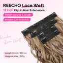 REECHO Curly Clip in Hair Extensions, 4PCS 12 inch Long Hair Extensions Clip ins Lace Weft Natural Hairpieces for Women Daily, Light Brown with Blonde Highlights
