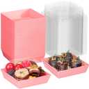 100Pack 4x4x2.5 Inches Charcuterie Boxes with Clear lids Cookies Boxes Bakery Boxes Chocolate Covered Strawberries Boxes Mini Cake Boxes Treat Boxes Hot Chocolate Bomb Boxes Orec Boxes