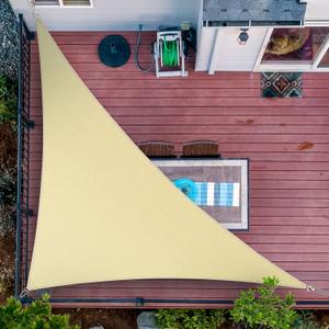 ShadeMart 10' x 10' x 14.1' Beige Triangle Sun Shade Sail Canopy SMTAPRT10, Water Permeable & UV Block, Heavy Duty, Easy Install & Durable for Patio Garden Backyard - We Make Custom Sizes