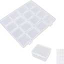 Klmnop 4 Sets Bead Organizer Box, 64Pcs Small Plastic Bead Organizer Boxes with Hinged Lid and 80 Labels, Mini Clear Storage Containers Boxes for Bracelet Making, DIY Beads, Jewelry, Diamonds(Clear)