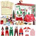 Christmas Elf Adventure Playsets Box, 2025 Elf Kit 24-Day Fun Challenges with Daily Tasks, Clothes Props Accessories for DIY Scenes, Creative Idea for Kids Christmas Decorations