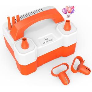 ETENWOLF Electric Balloon Pump for All Balloons 110V 600W Balloon Blower for Party Metalic Latex 260q Foil Balloons, Balloon Inflator for Birthday Decorations (Orange)