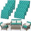 Newwiee 8 Pcs Stretch Patio Outdoor Cushion Covers Waterproof Replacement Sofa Couch Covers for 4 Backrests and 4 Cushions Washable Lawn Garden Seat Furniture Protector(Peacock Blue)
