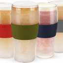 HOST Beer FREEZE Beer Glass Cups Set Drinking Glasses, Freezer Mugs with Gel Double Walled Cool Cups Plastic Multicolor 16oz Set of 4 (Assorted)