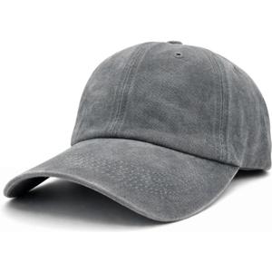 Washed Baseball Cap for Men Women, Vintage Cotton Dad Hat, Adjustable Strap, Soft Lightweight Low Profile Casual Everyday Hat (Grey)
