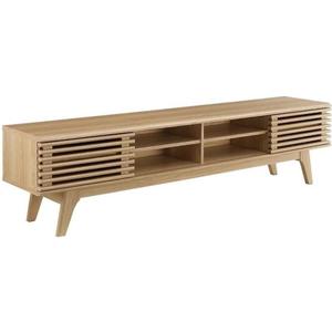 Modway Render Mid-Century Modern Low Profile 70 Inch Media Console TV Stand in Oak, 70"