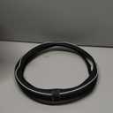 Car Steering Wheel Cover, Anti-Slip, Safety, Soft, Breathable, Heavy Duty, Thick, Full Surround, Sports Style (Black with White Line)