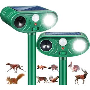 2026 Sonic Fortress Pro Deer Repellent Devices, Racoon Repellent Outdoor Squirrel Fortress Pro IP65 Animal Repeller Cat Deterrent with Motion Sensor&Flash Light to Scare Dog Out of Garden(2Pack)
