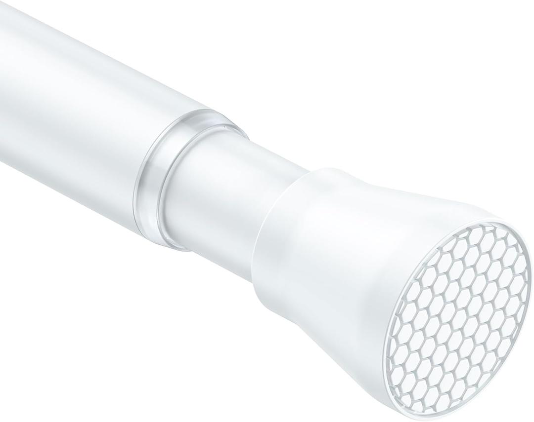 White Tension Curtain Rod for Windows 28 to 48 inch, Adjustable Extendable Pressure Spring Curtain Rod No Drilling, 7/8" Spring Tension Rod for Bathroom Bedroom Doorway Closet Door