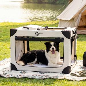 Portable Collapsible Dog Crate for Extra Large Dogs, 4 Mesh Doors & 2 Storage Bags, Indoor Outdoor Travel Dog Kennel, Grey, 42" x 30" x 30"