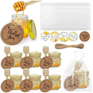 Cinrobiye 24 Set Mini Honey Jars Wedding Favors Bulk, Honey Jar with Dippers for Baby Shower Honey Jars Favors, Tea Party Honey Jar Gifts for Guests with Bee Theme Gift Bags