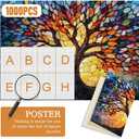 Stained Glass Puzzles for Adults 1000 Pieces - Mosaic Tree of Life Jigsaw Puzzles with Puzzle Glue, Colorful Difficult Jigsaw Puzzles, Challenging and Fun Hard Puzzle for Adults