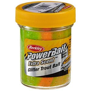 3 Pack Berkley PowerBait Glitter Trout Bait, Rainbow, Fishing Dough Bait, Scent Dispersion Technology, Irresistible Scent and Flavor, Moldable and Easy to Use, Jar 