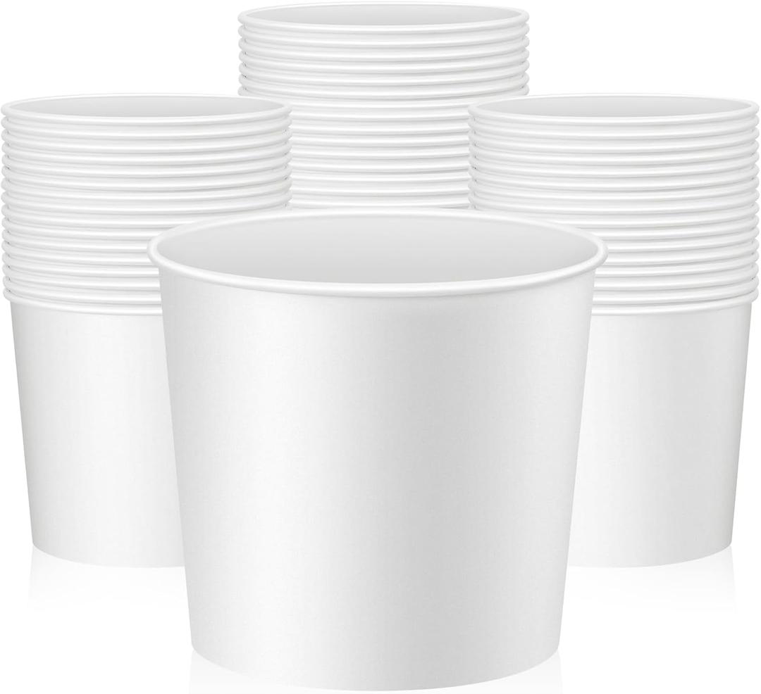 Hoolerry 25 Pack 85 oz Paper Bucket Cardboard Food Bucket Bulk Disposable Food Container for Birthday Party, Wedding, Baby Shower, Event Gather Party Supplies (White)