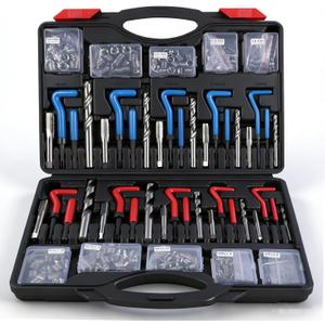 314Pcs Thread Repair Kit, Metric Helicoil Repair Kit with HSS Drill Bits Inserts Taps Break Off Tools: M5 M6 M8 M10 M12, SAE Helicoil Kit: 1/4" 5/16" 3/8" 7/16" 1/2"