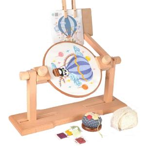 Embroidery Hoop Stand - Size Adjustable Cross Stitch Table Stand, Rotated Wooden Needlepoint Hoop Holder Stand for Sewing Craft Supplies
