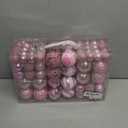 100PCS Christmas Ball Ornaments, Assorted Shatterproof Christmas Tree Decorations, Seasonal Decorative Hanging Baubles Decor Set for Xmas/Holiday/Party, Glitter&Painting Ornament Set (Pink)