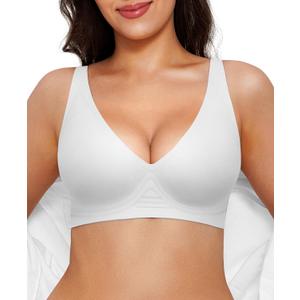 Popilush Wireless Bras Women Seamless No Underwire Push Up Bra Supportive Deep V Bralette Everyday Comfortable T-Shirt Bra (XX-Large)