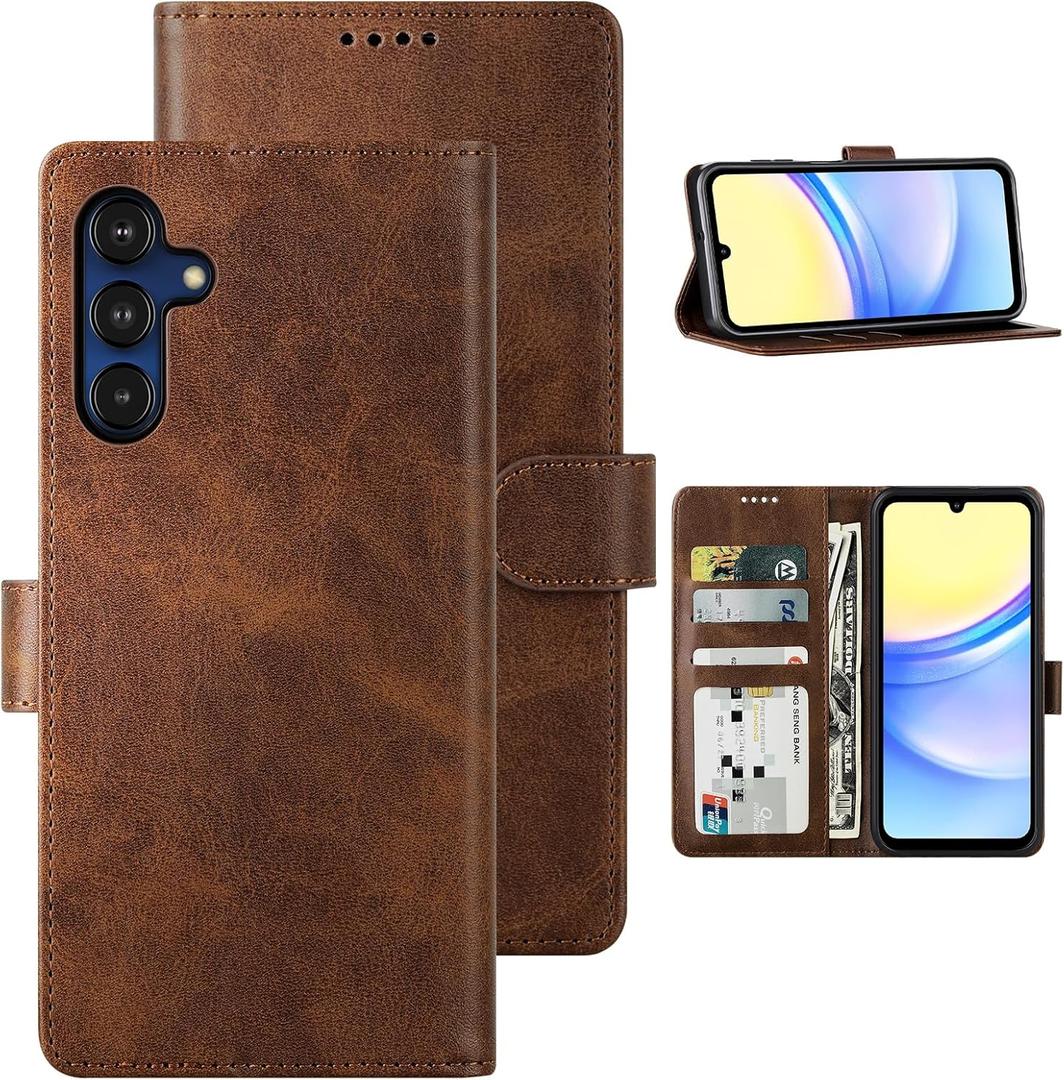 Feitenn for Galaxy A15 5G Wallet Case, Premium PU Leather Flip Case with Kickstand Card Slots Holder for Samsung Galaxy A15 5G 2023 (A15,Brown)