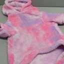 Fuzzy Dog Hoodie Sweater for Large Dogs Warm Winter Dog Clothes with Double-Sided Plush Fleece Soft Stretchy Pet Coats Hooded Sweatshirt for Medium Large Dogs (XS (Back: 10.24",Chest: 14.96", Neck: 11.42"), Rose+Pink+Purple)