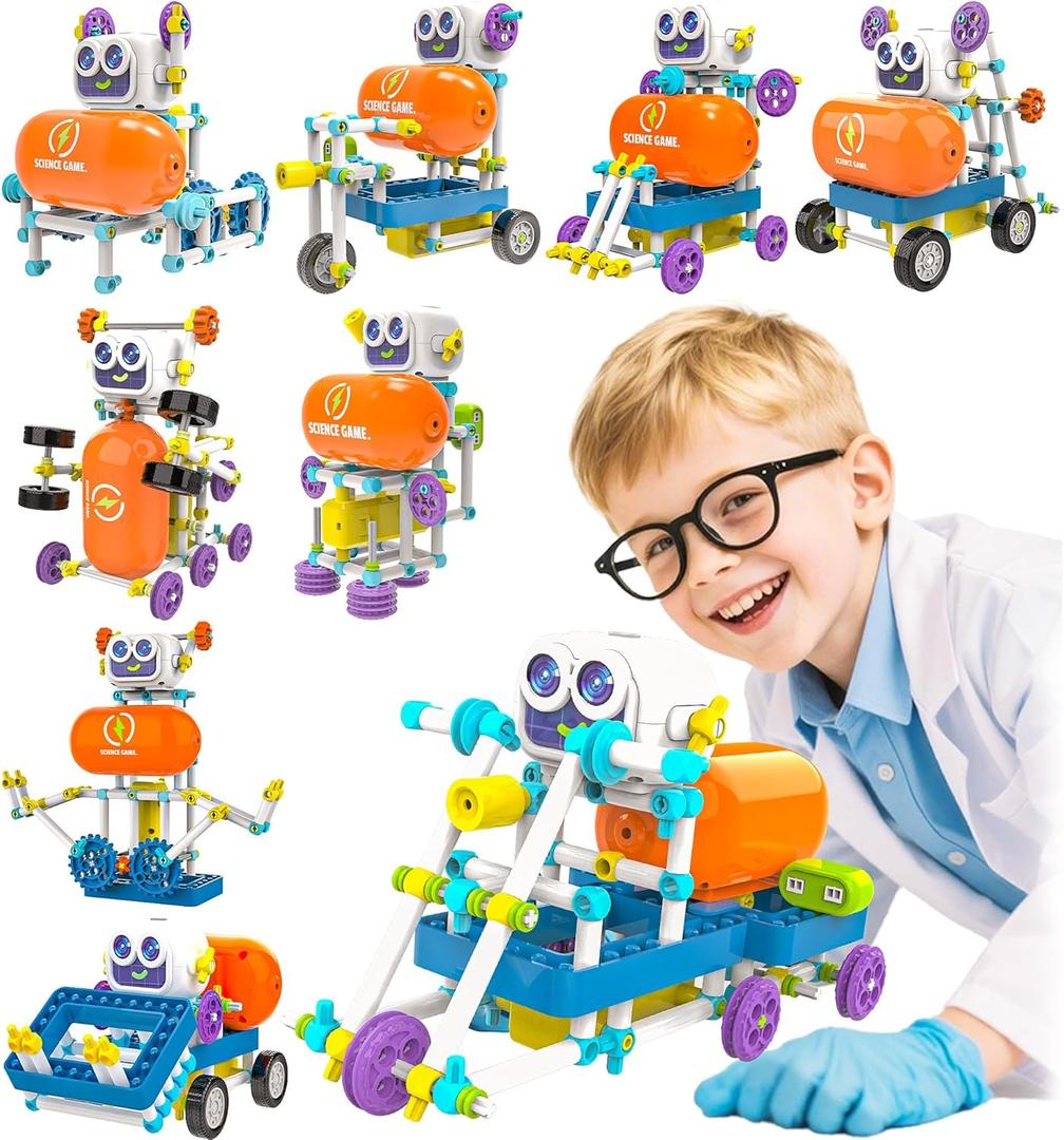 SMILESSKIDDO 50-in-1 Robot Kit, 438 Pcs DIY Educational Science Kit, Multiple Model STEM Toys, Building Experiment Toys for Ages 6-13 Boys Girls, Ideal Gift for Christmas, Holidays (8025E)