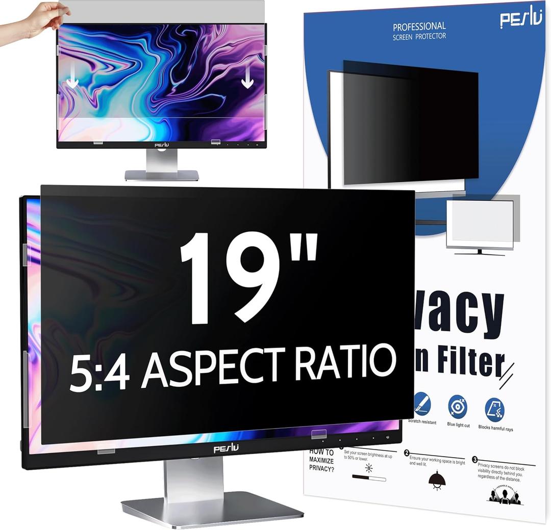 Peslv Computer Privacy Screen 19 Inch for 5:4 Standard Monitor, Removable 19inch Anti Blue Light Glare Shield Monitor Privacy Filter (14 13/16" x 11 7/8")